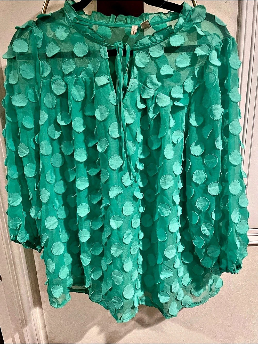 Cato Polka Dot Blouse in Green Size XL Like New